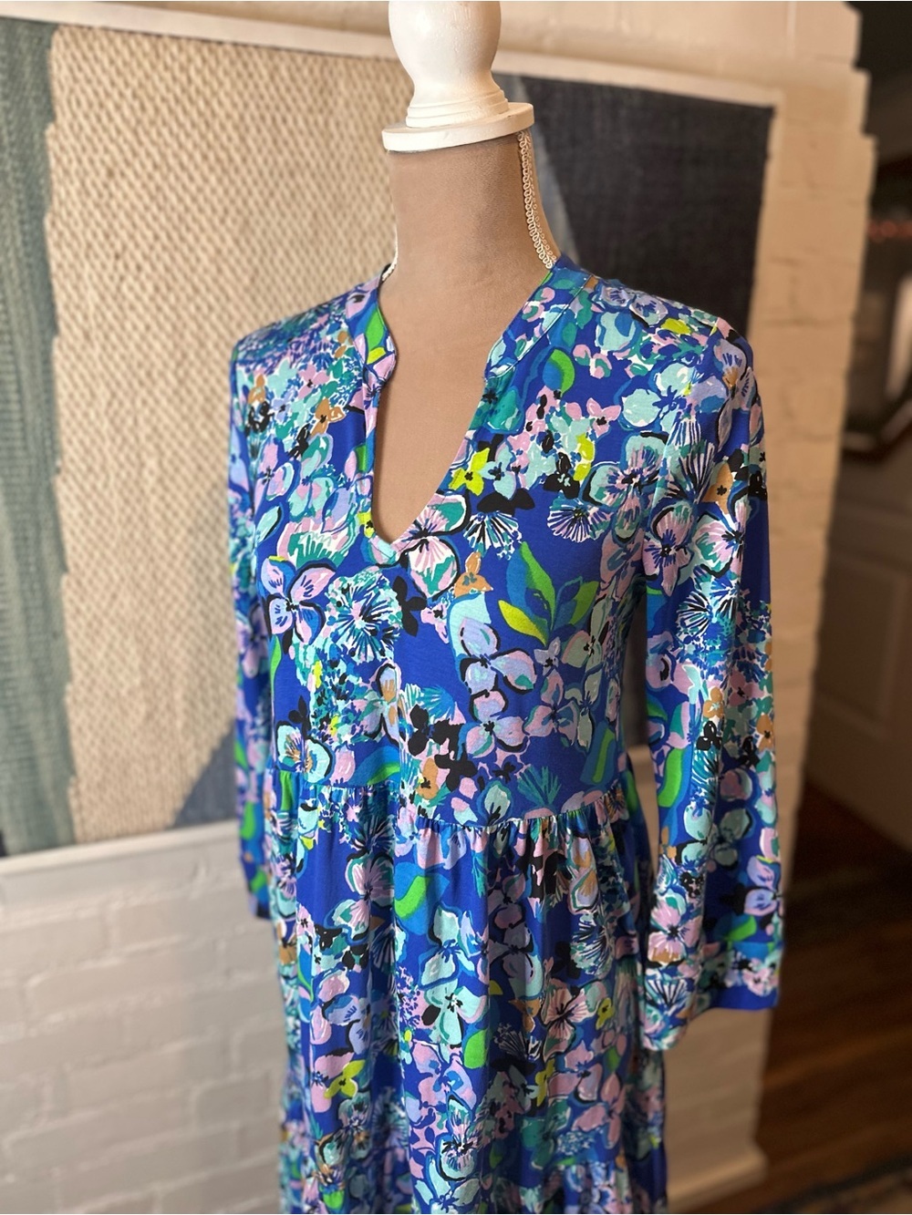 NWT Lilly Pulitzer Dark Blue and Purple ¾ Sleeve Tiered Dress - Picture 6 of 13